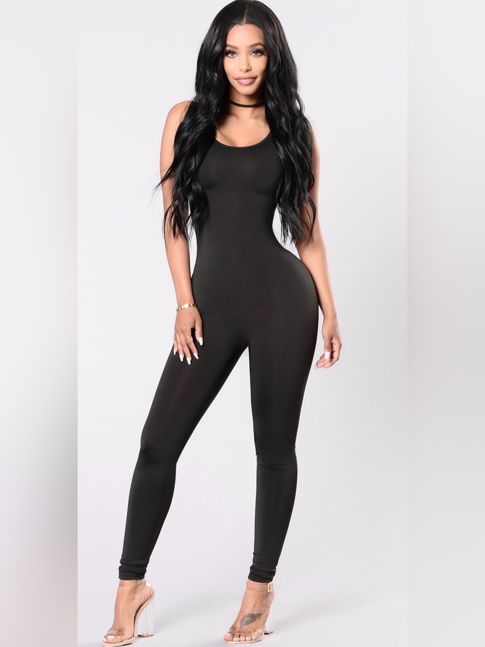 Fashion Nova Black Sleeveless Scoop-Neck Jumpsuit - Picture 1 of 2
